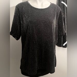 Avenue Black Metallic Women's Short Sleeved Top New w/ Tags Size 22/24